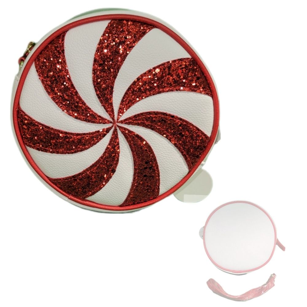 NWT Bath & Body Works Candy Cane Crossbody w Strap/Cosmetic Bag